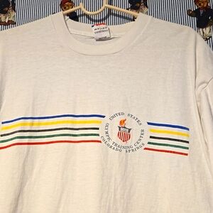 VINTAGE 1980'S US OLYMPIC TRAINING CENTER COLORADO SPRINGS RAINBOW T SHIRT